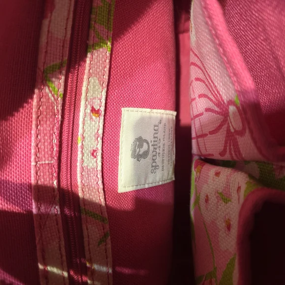 Spartina 449 Pink & White Floral Birdcage Tote EXCELLENT Cond L:13 H:10 - Picture 6 of 13